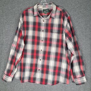 Vintage Y2K Woolrich Red & White Plaid Cotton Flannel Shirt XXL
